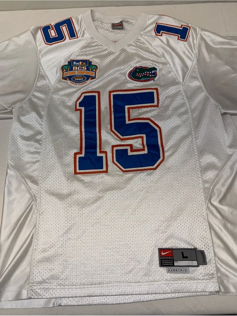 Nike Florida Gators 2009 National Championship Tim Tebow White Football Jersey